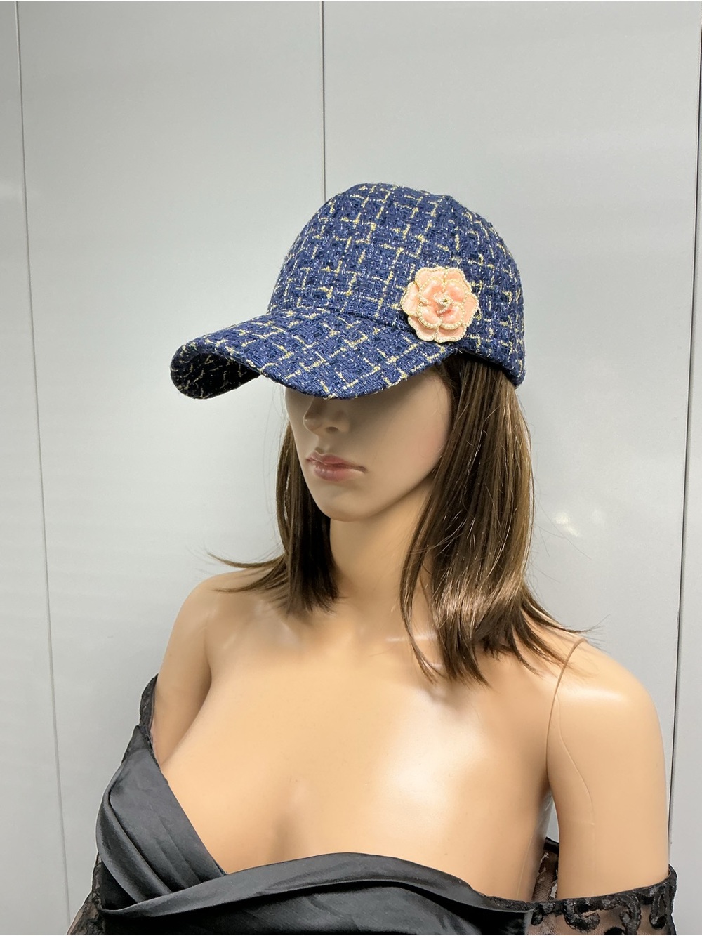 🔥OOAK CUSTOM TWEED CAMELLIA FLOWER HAT - Picture 6 of 13